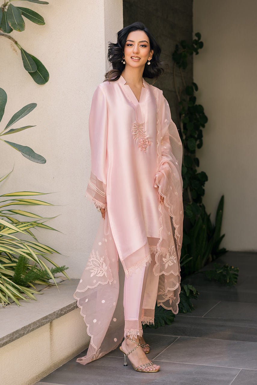 Deepak Perwani | Eid Edit 25 | Kut322-Brand:Deepak Perwani-Type:Ladies Clothes-Rose Pink-Sheesha Silk-House of Maryam- Buy in UK, USA