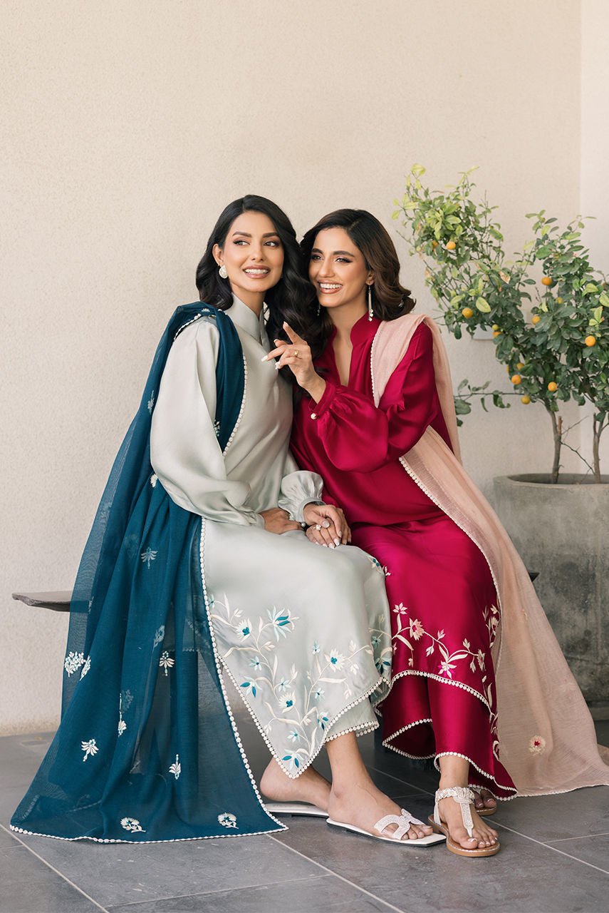 Deepak Perwani | Eid Edit 25 | Kut323-Brand:Deepak Perwani-Type:Ladies Clothes-Ice Blue-Sheesha Silk-House of Maryam- Buy in UK, USA
