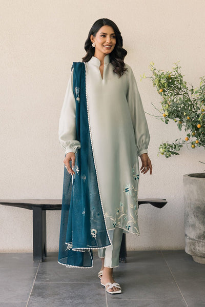 Deepak Perwani | Eid Edit 25 | Kut323-Brand:Deepak Perwani-Type:Ladies Clothes-Ice Blue-Sheesha Silk-House of Maryam- Buy in UK, USA