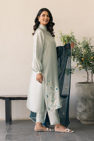 Deepak Perwani | Eid Edit 25 | Kut323-Brand:Deepak Perwani-Type:Ladies Clothes-Ice Blue-Sheesha Silk-House of Maryam- Buy in UK, USA