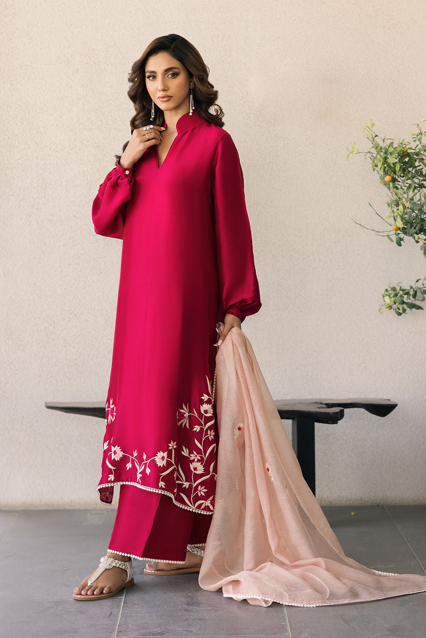 Deepak Perwani | Eid Edit 25 | Kut324-Brand:Deepak Perwani-Type:Ladies Clothes-Hot Pink-Silk-House of Maryam- Buy in UK, USA