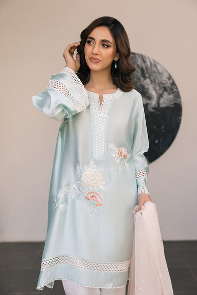 Deepak Perwani | Eid Edit 25 | Kut326-Brand:Deepak Perwani-Type:Ladies Clothes-Ice Blue-Sheesha Silk-House of Maryam- Buy in UK, USA