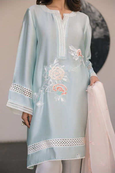 Deepak Perwani | Eid Edit 25 | Kut326-Brand:Deepak Perwani-Type:Ladies Clothes-Ice Blue-Sheesha Silk-House of Maryam- Buy in UK, USA
