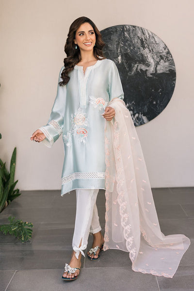Deepak Perwani | Eid Edit 25 | Kut326-Brand:Deepak Perwani-Type:Ladies Clothes-Ice Blue-Sheesha Silk-House of Maryam- Buy in UK, USA