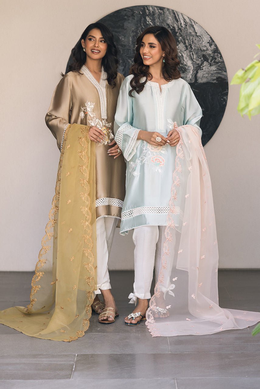Deepak Perwani | Eid Edit 25 | Kut326-Brand:Deepak Perwani-Type:Ladies Clothes-Ice Blue-Sheesha Silk-House of Maryam- Buy in UK, USA
