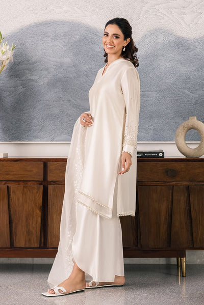 Deepak Perwani | Eid Edit 25 | Kut328-Brand:Deepak Perwani-Type:Ladies Clothes-White-Sheesha Silk-House of Maryam- Buy in UK, USA