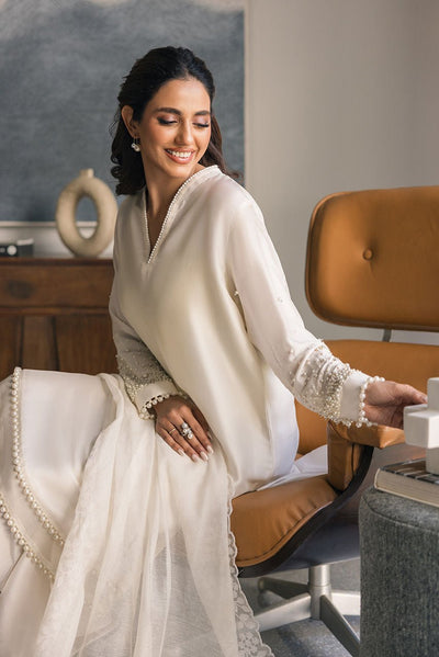 Deepak Perwani | Eid Edit 25 | Kut328-Brand:Deepak Perwani-Type:Ladies Clothes-White-Sheesha Silk-House of Maryam- Buy in UK, USA