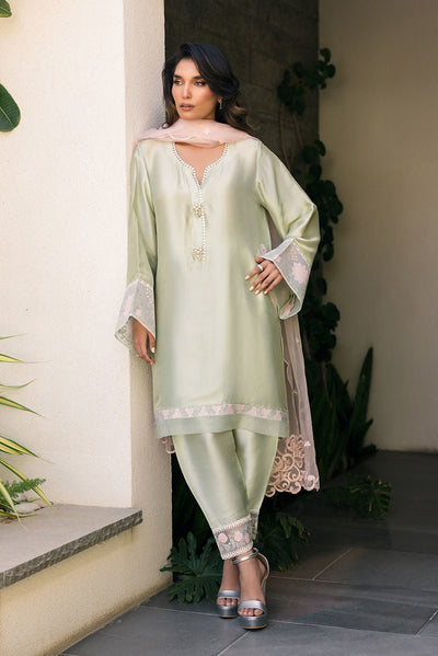 Deepak Perwani | Eid Edit 25 | Kut329-Brand:Deepak Perwani-Type:Ladies Clothes-Mint Green-Silk-House of Maryam- Buy in UK, USA