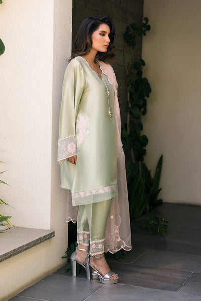 Deepak Perwani | Eid Edit 25 | Kut329-Brand:Deepak Perwani-Type:Ladies Clothes-Mint Green-Silk-House of Maryam- Buy in UK, USA