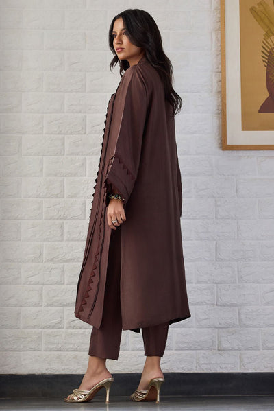Deepak Perwani | Nazia Eid Edit 26 | Coco dusk-Brand:Deepak Perwani-Type:Ladies Clothes-Deep Chocolate-Raw Silk-House of Maryam- Buy in UK, USA