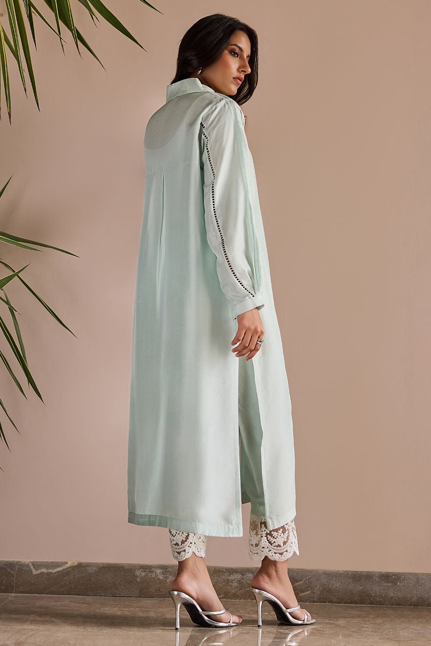 Deepak Perwani | Nazia Eid Edit 26 | Mint Glaze-Brand:Deepak Perwani-Type:Ladies Clothes-Mint-Raw Silk-House of Maryam- Buy in UK, USA