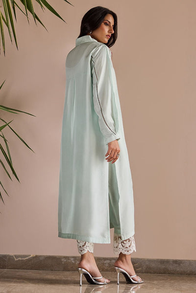 Deepak Perwani | Nazia Eid Edit 26 | Mint Glaze-Brand:Deepak Perwani-Type:Ladies Clothes-Mint-Raw Silk-House of Maryam- Buy in UK, USA