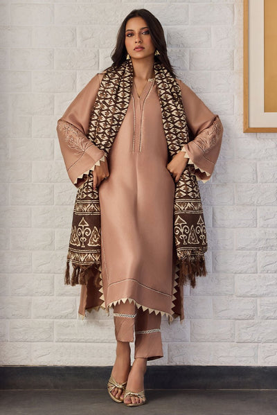 Deepak Perwani | Nazia Eid Edit 26 | Mocha-Brand:Deepak Perwani-Type:Ladies Clothes-Mustard Brown-Raw Silk-House of Maryam- Buy in UK, USA