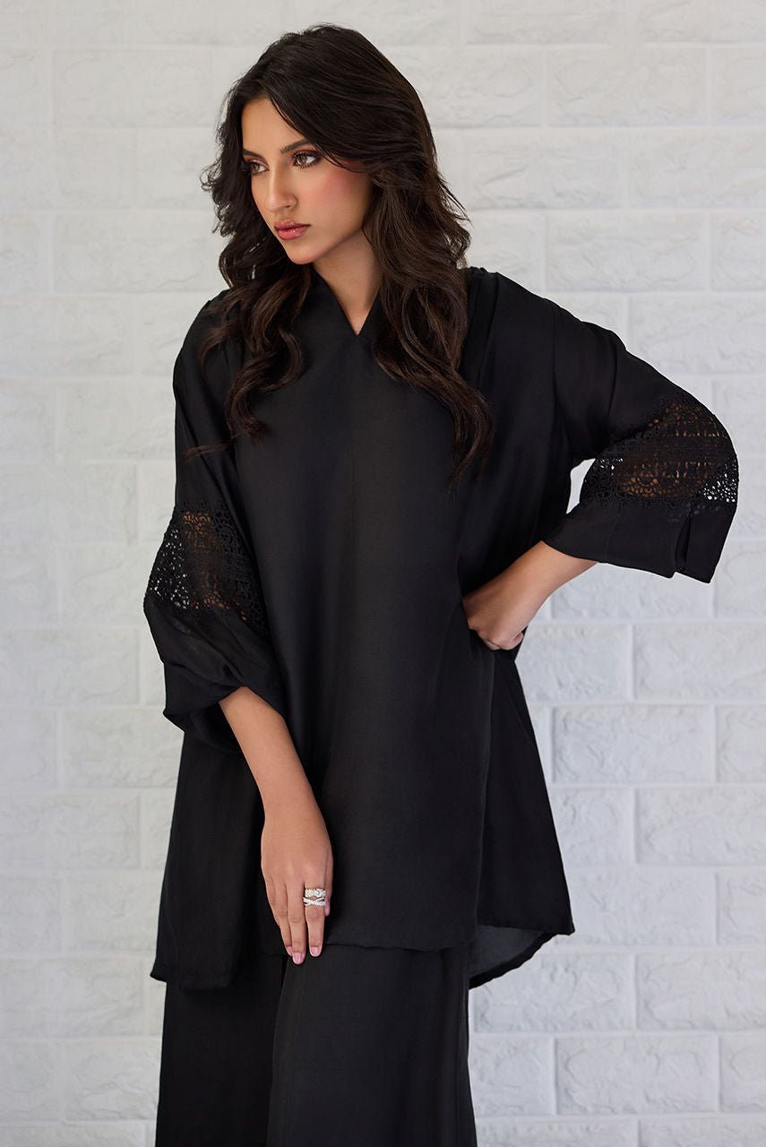 Deepak Perwani | Nazia Eid Edit 26 | Noir-Brand:Deepak Perwani-Type:Ladies Clothes-Black-Raw Silk-House of Maryam- Buy in UK, USA