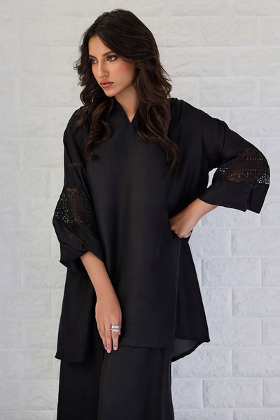Deepak Perwani | Nazia Eid Edit 26 | Noir-Brand:Deepak Perwani-Type:Ladies Clothes-Black-Raw Silk-House of Maryam- Buy in UK, USA