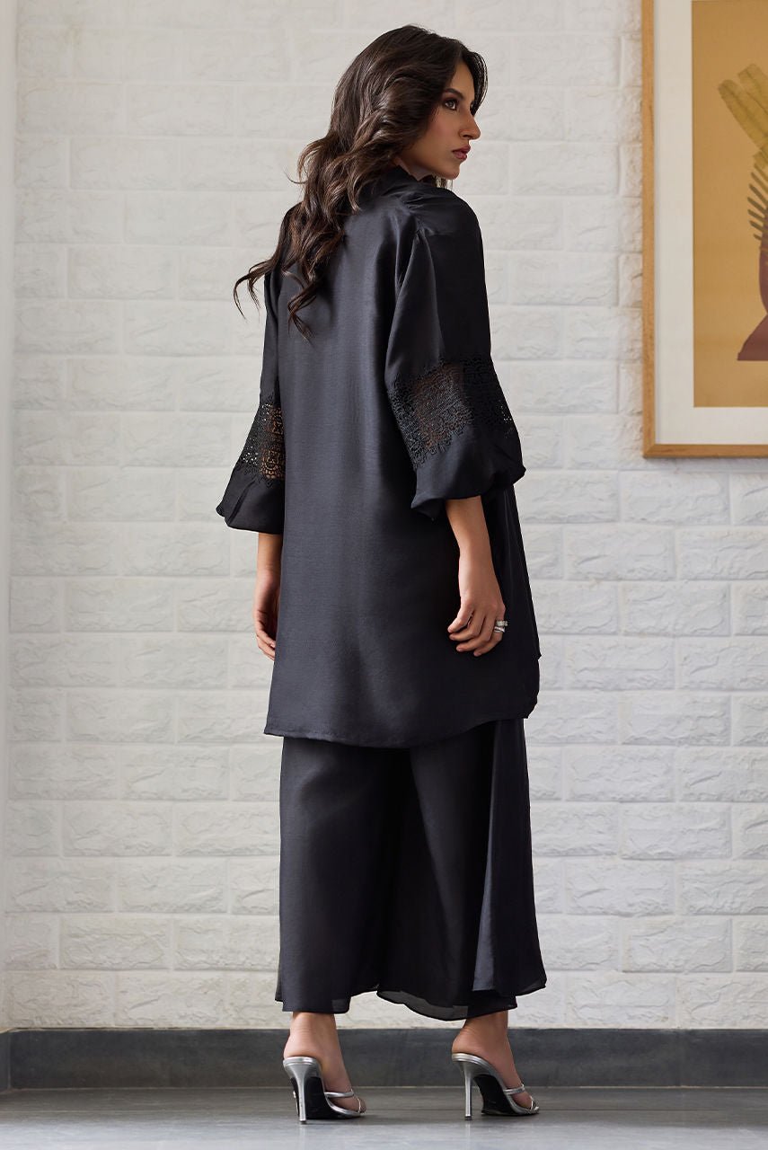Deepak Perwani | Nazia Eid Edit 26 | Noir-Brand:Deepak Perwani-Type:Ladies Clothes-Black-Raw Silk-House of Maryam- Buy in UK, USA