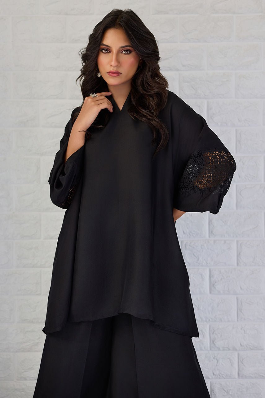 Deepak Perwani | Nazia Eid Edit 26 | Noir-Brand:Deepak Perwani-Type:Ladies Clothes-Black-Raw Silk-House of Maryam- Buy in UK, USA