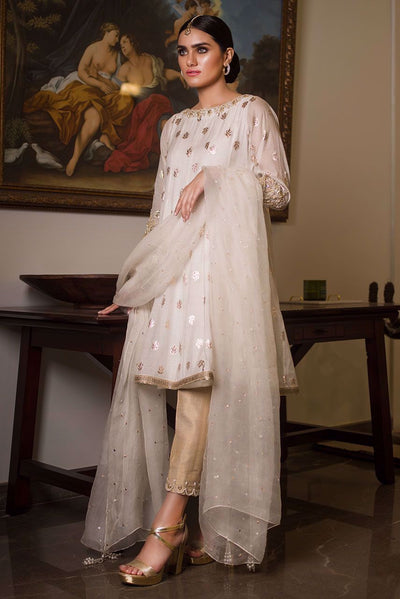 Deepak Perwani | Nazia Eid Edit 26 | Regal white (KTD3154)-Brand:Deepak Perwani-Type:Ladies Clothes-Ivory-Jacquard-House of Maryam- Buy in UK, USA
