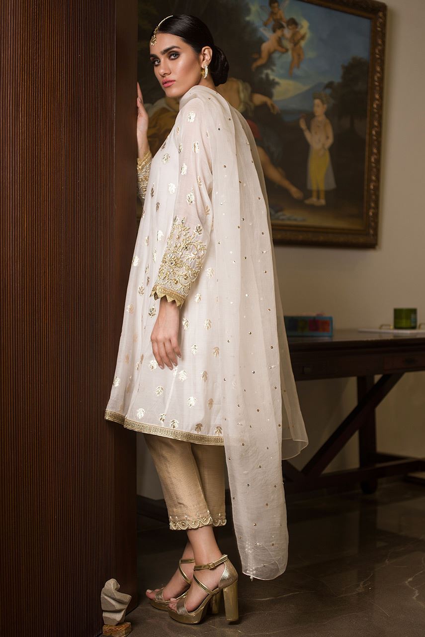 Deepak Perwani | Nazia Eid Edit 26 | Regal white (KTD3154)-Brand:Deepak Perwani-Type:Ladies Clothes-Ivory-Jacquard-House of Maryam- Buy in UK, USA