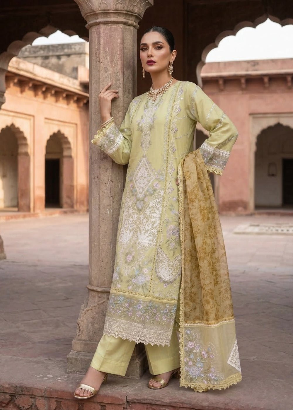 Diara Couture | Eid Lawn 26 | EID. AFEERA - LAWN-06-Brand:Diara Couture-Type:Ladies Clothes-Lawn-Pistachio Green-House of Maryam- Buy in UK, USA