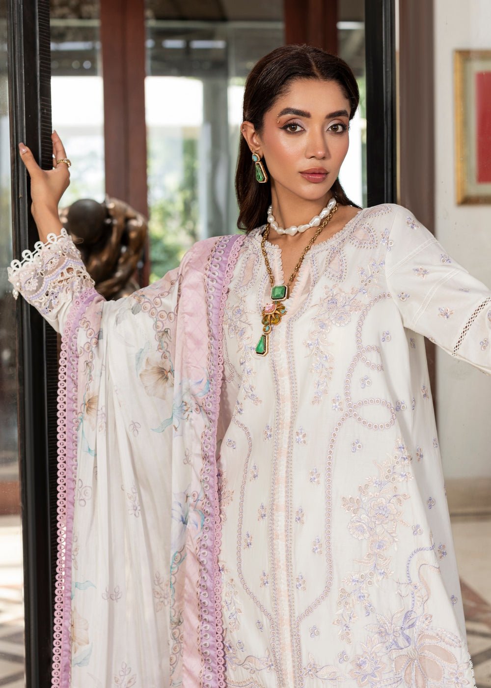 Diara Couture | Eid Lawn 26 | EID. AYEN - ZD-02-Brand:Diara Couture-Type:Ladies Clothes-White-Lawn-House of Maryam- Buy in UK, USA
