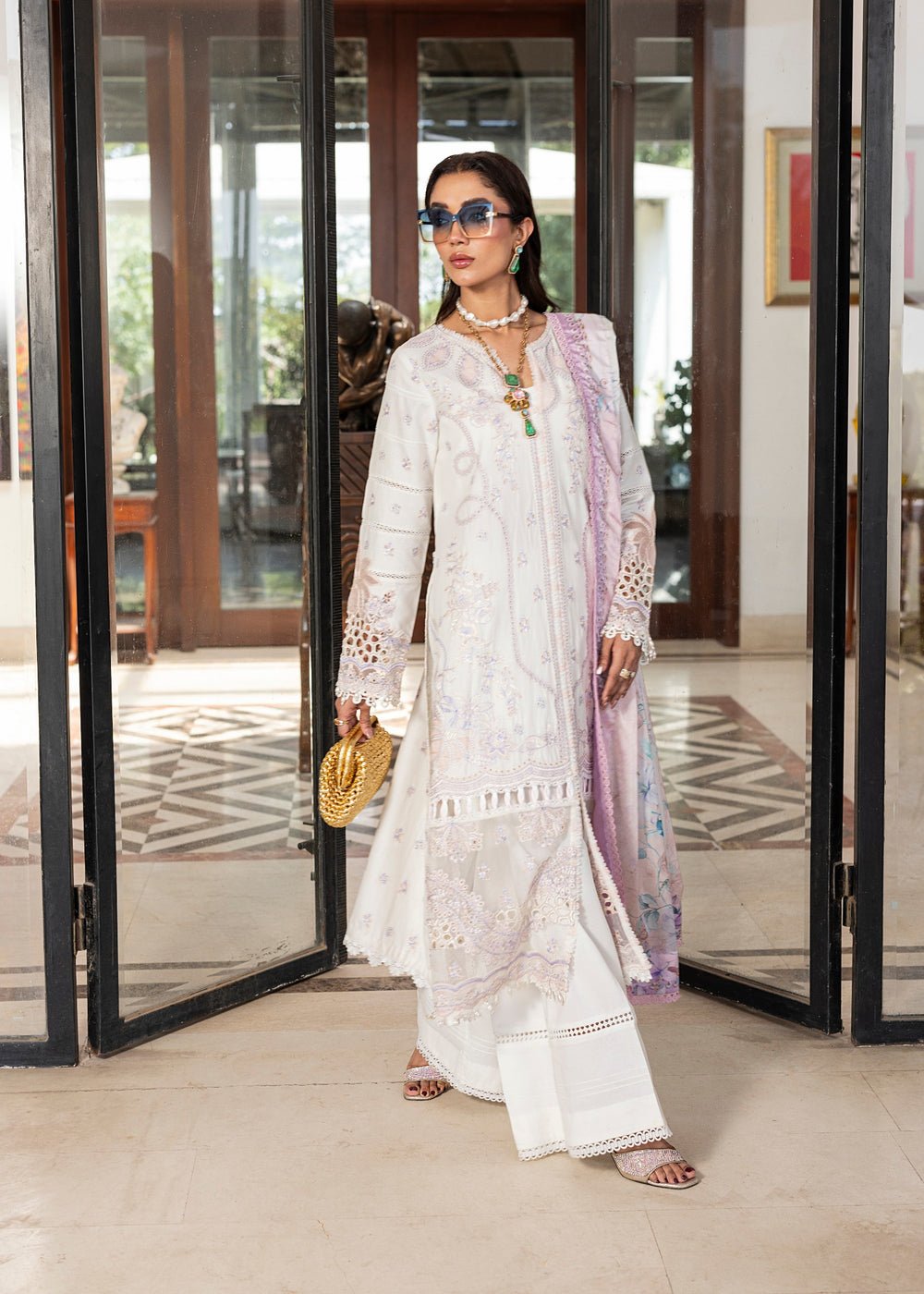 Diara Couture | Eid Lawn 26 | EID. AYEN - ZD-02-Brand:Diara Couture-Type:Ladies Clothes-White-Lawn-House of Maryam- Buy in UK, USA