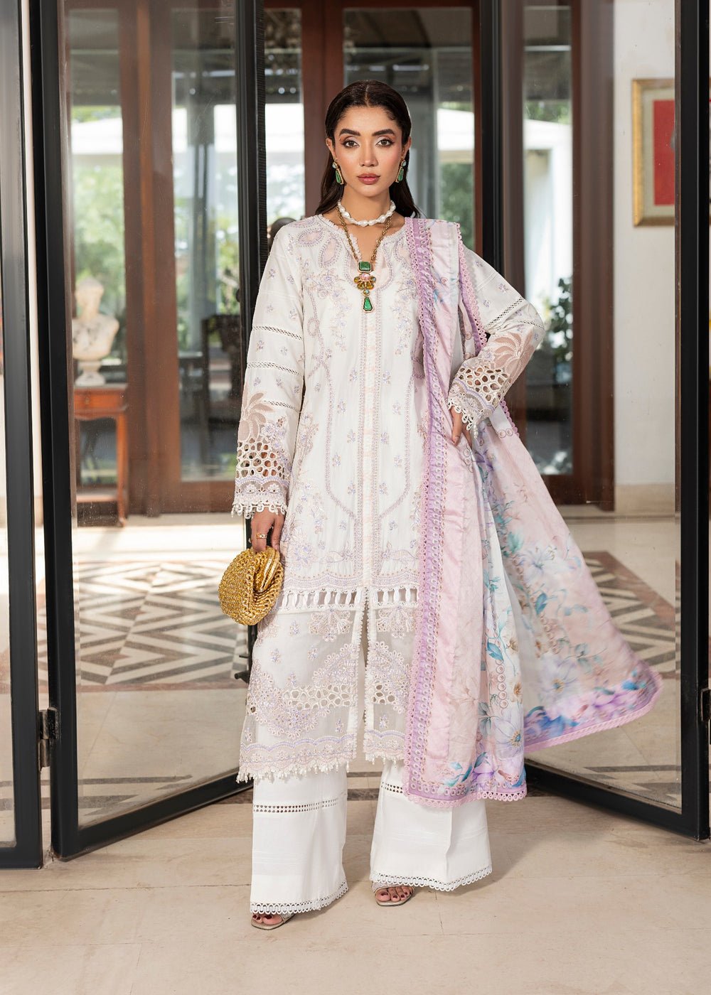 Diara Couture | Eid Lawn 26 | EID. AYEN - ZD-02-Brand:Diara Couture-Type:Ladies Clothes-White-Lawn-House of Maryam- Buy in UK, USA