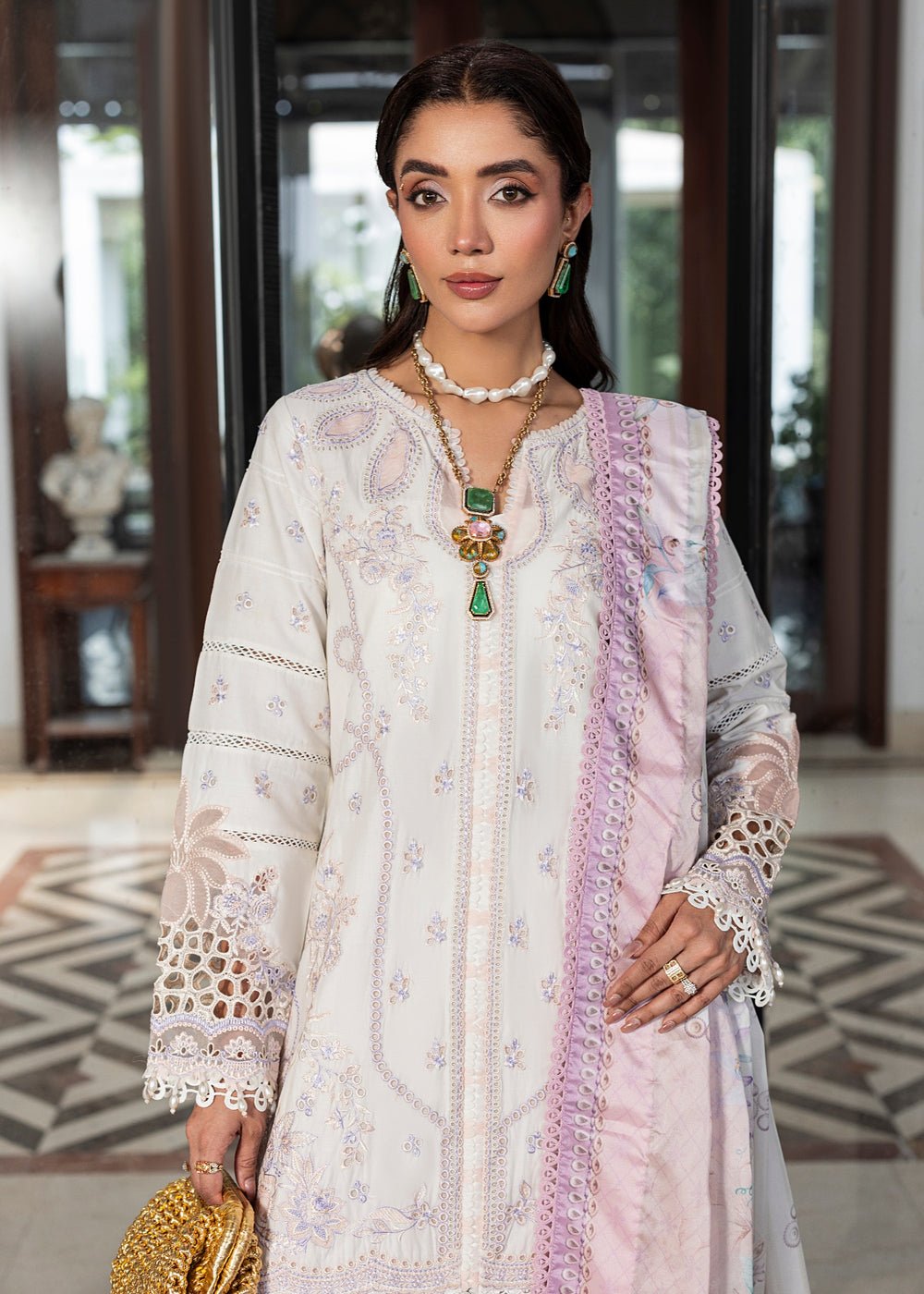 Diara Couture | Eid Lawn 26 | EID. AYEN - ZD-02-Brand:Diara Couture-Type:Ladies Clothes-White-Lawn-House of Maryam- Buy in UK, USA