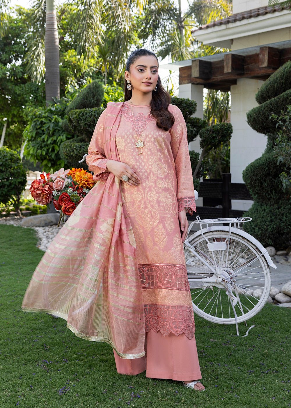 Diara Couture | Eid Lawn 26 |EID. BREEZE - ZD-22-Brand:Diara Couture-Type:Ladies Clothes-Pink-Jacquard-House of Maryam- Buy in UK, USA