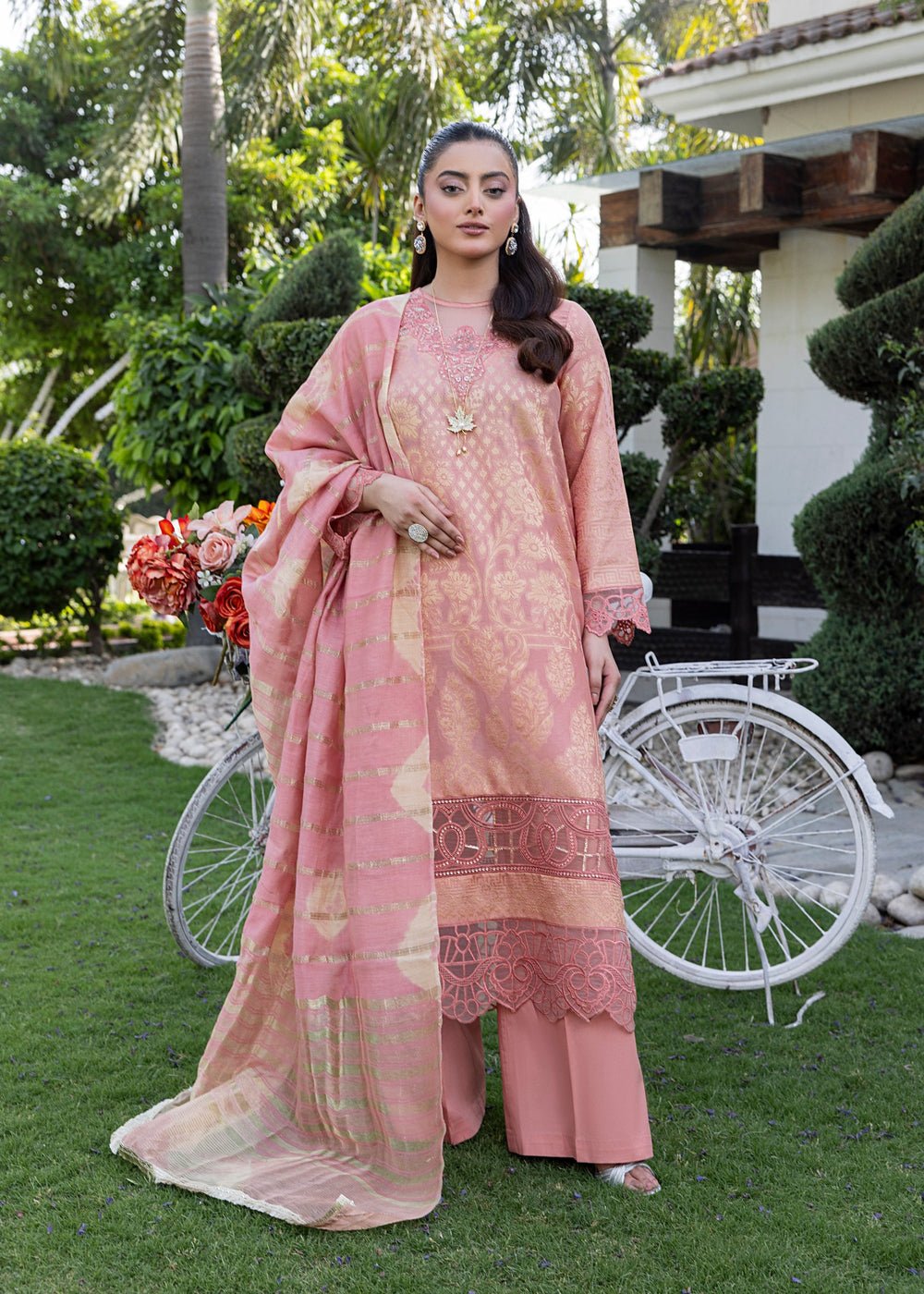 Diara Couture | Eid Lawn 26 |EID. BREEZE - ZD-22-Brand:Diara Couture-Type:Ladies Clothes-Pink-Jacquard-House of Maryam- Buy in UK, USA