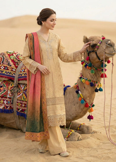 Diara Couture | Eid Lawn 26 | EID. COCOA - ZD-21-Brand:Diara Couture-Type:Ladies Clothes-Beige-Jacquard-House of Maryam- Buy in UK, USA
