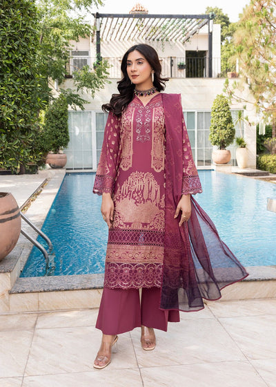 Diara Couture | Eid Lawn 26 | EID. COCOA - ZD-21-Brand:Diara Couture-Type:Ladies Clothes-Magenta-Jacquard-House of Maryam- Buy in UK, USA
