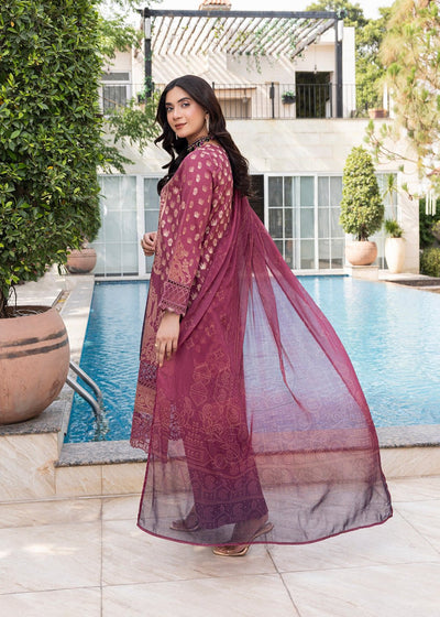Diara Couture | Eid Lawn 26 | EID. COCOA - ZD-21-Brand:Diara Couture-Type:Ladies Clothes-Magenta-Jacquard-House of Maryam- Buy in UK, USA