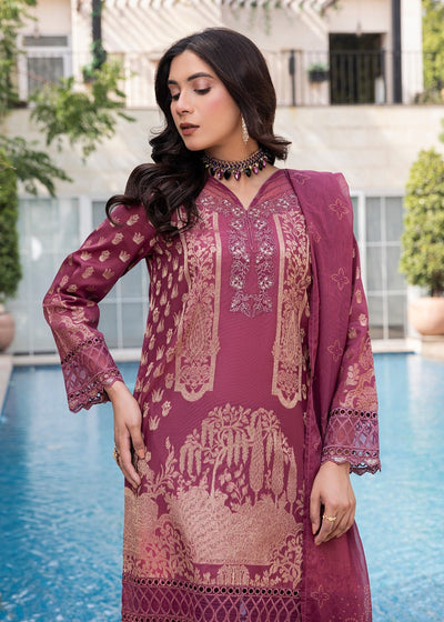 Diara Couture | Eid Lawn 26 | EID. COCOA - ZD-21-Brand:Diara Couture-Type:Ladies Clothes-Magenta-Jacquard-House of Maryam- Buy in UK, USA