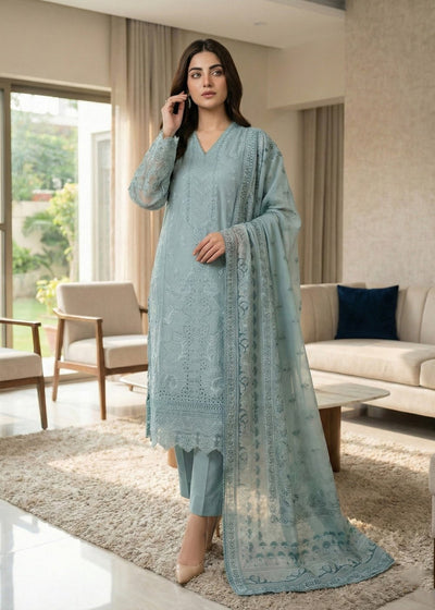 Diara Couture | Eid Lawn 26 |EID. ELIYAAR - ZD-4672-Brand:Diara Couture-Type:Ladies Clothes-Light Blue Gray-Cotton-House of Maryam- Buy in UK, USA