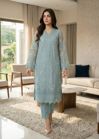Diara Couture | Eid Lawn 26 |EID. ELIYAAR - ZD-4672-Brand:Diara Couture-Type:Ladies Clothes-Light Blue Gray-Cotton-House of Maryam- Buy in UK, USA