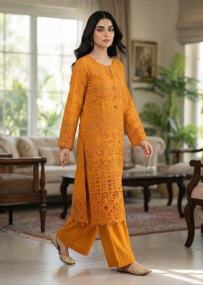 Diara Couture | Eid Lawn 26 |EID. ELIYAAR - ZD-4672-Brand:Diara Couture-Type:Ladies Clothes-Mustard Yellow-Cotton-House of Maryam- Buy in UK, USA
