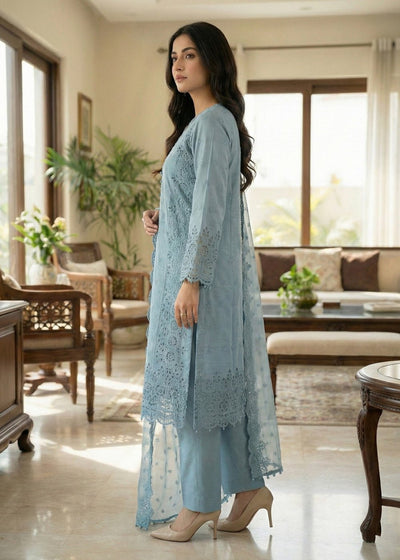 Diara Couture | Eid Lawn 26 |EID. ELIYAAR - ZD-4672-Brand:Diara Couture-Type:Ladies Clothes-Powder Blue-Cotton-House of Maryam- Buy in UK, USA