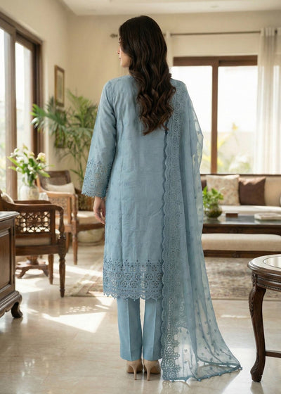 Diara Couture | Eid Lawn 26 |EID. ELIYAAR - ZD-4672-Brand:Diara Couture-Type:Ladies Clothes-Powder Blue-Cotton-House of Maryam- Buy in UK, USA