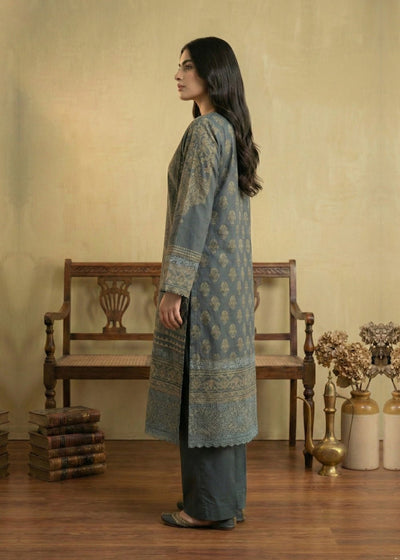 Diara Couture | Eid Lawn 26 | EID. GLEAM - ZD-19-Brand:Diara Couture-Type:Ladies Clothes-Denim Blue-Jacquard-House of Maryam- Buy in UK, USA
