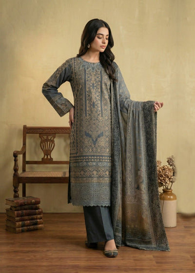 Diara Couture | Eid Lawn 26 | EID. GLEAM - ZD-19-Brand:Diara Couture-Type:Ladies Clothes-Denim Blue-Jacquard-House of Maryam- Buy in UK, USA
