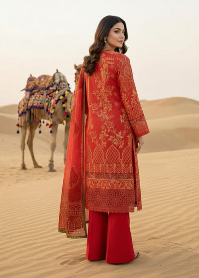 Diara Couture | Eid Lawn 26 | EID. GLEAM - ZD-19-Brand:Diara Couture-Type:Ladies Clothes-Redish Orange-Jacquard-House of Maryam- Buy in UK, USA