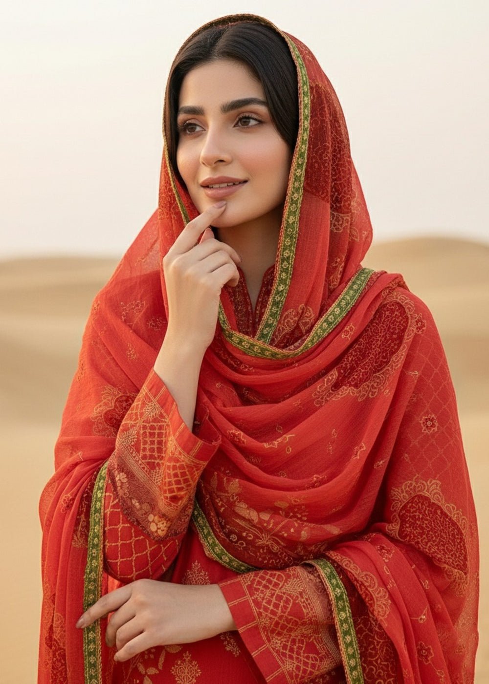 Diara Couture | Eid Lawn 26 | EID. GLEAM - ZD-19-Brand:Diara Couture-Type:Ladies Clothes-Redish Orange-Jacquard-House of Maryam- Buy in UK, USA
