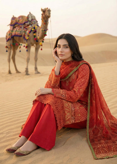 Diara Couture | Eid Lawn 26 | EID. GLEAM - ZD-19-Brand:Diara Couture-Type:Ladies Clothes-Redish Orange-Jacquard-House of Maryam- Buy in UK, USA