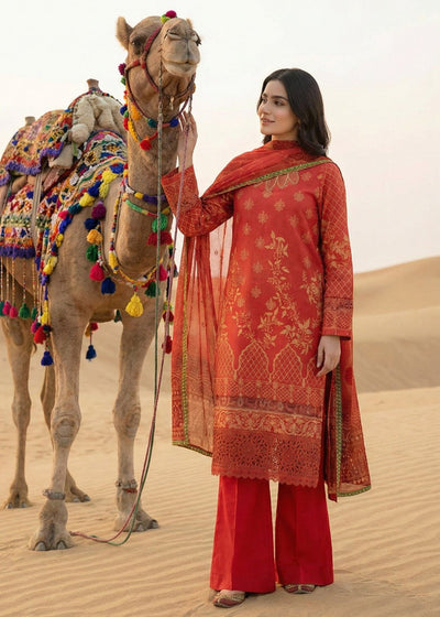 Diara Couture | Eid Lawn 26 | EID. GLEAM - ZD-19-Brand:Diara Couture-Type:Ladies Clothes-Redish Orange-Jacquard-House of Maryam- Buy in UK, USA