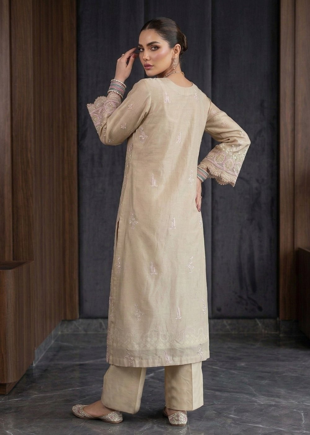 Diara Couture | Eid Lawn 26 | EID. IFFAH - LAWN-12-Brand:Diara Couture-Type:Ladies Clothes-Beige-Lawn-House of Maryam- Buy in UK, USA