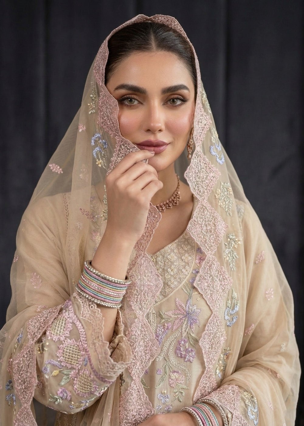 Diara Couture | Eid Lawn 26 | EID. IFFAH - LAWN-12-Brand:Diara Couture-Type:Ladies Clothes-Beige-Lawn-House of Maryam- Buy in UK, USA