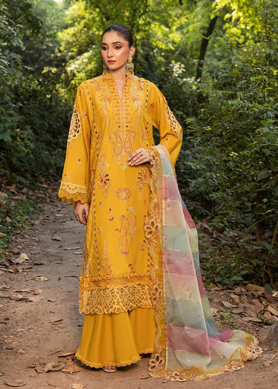 Diara Couture | Eid Lawn 26 | EID. NORIYA - ZD-103-Brand:Diara Couture-Type:Ladies Clothes-Mustard Yellow-Lawn-House of Maryam- Buy in UK, USA