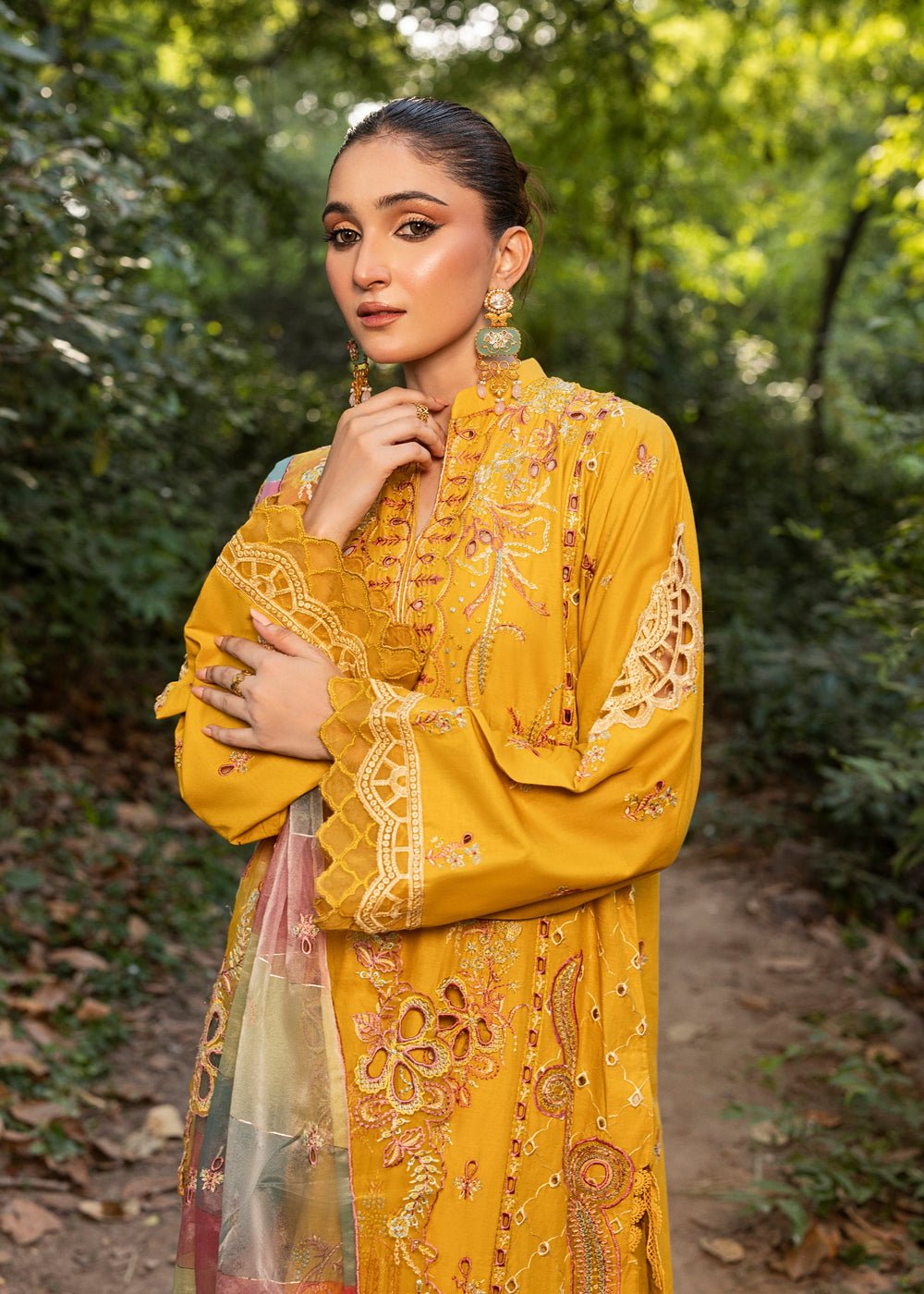 Diara Couture | Eid Lawn 26 | EID. NORIYA - ZD-103-Brand:Diara Couture-Type:Ladies Clothes-Mustard Yellow-Lawn-House of Maryam- Buy in UK, USA