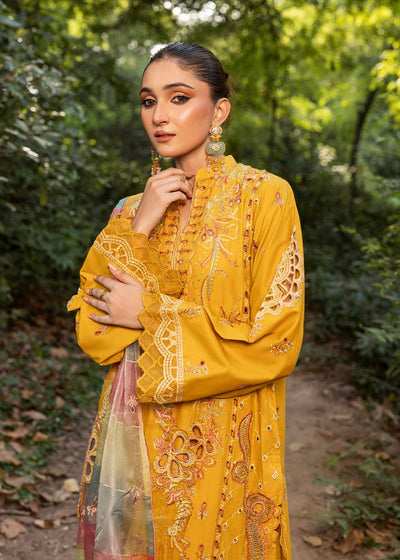 Diara Couture | Eid Lawn 26 | EID. NORIYA - ZD-103-Brand:Diara Couture-Type:Ladies Clothes-Mustard Yellow-Lawn-House of Maryam- Buy in UK, USA